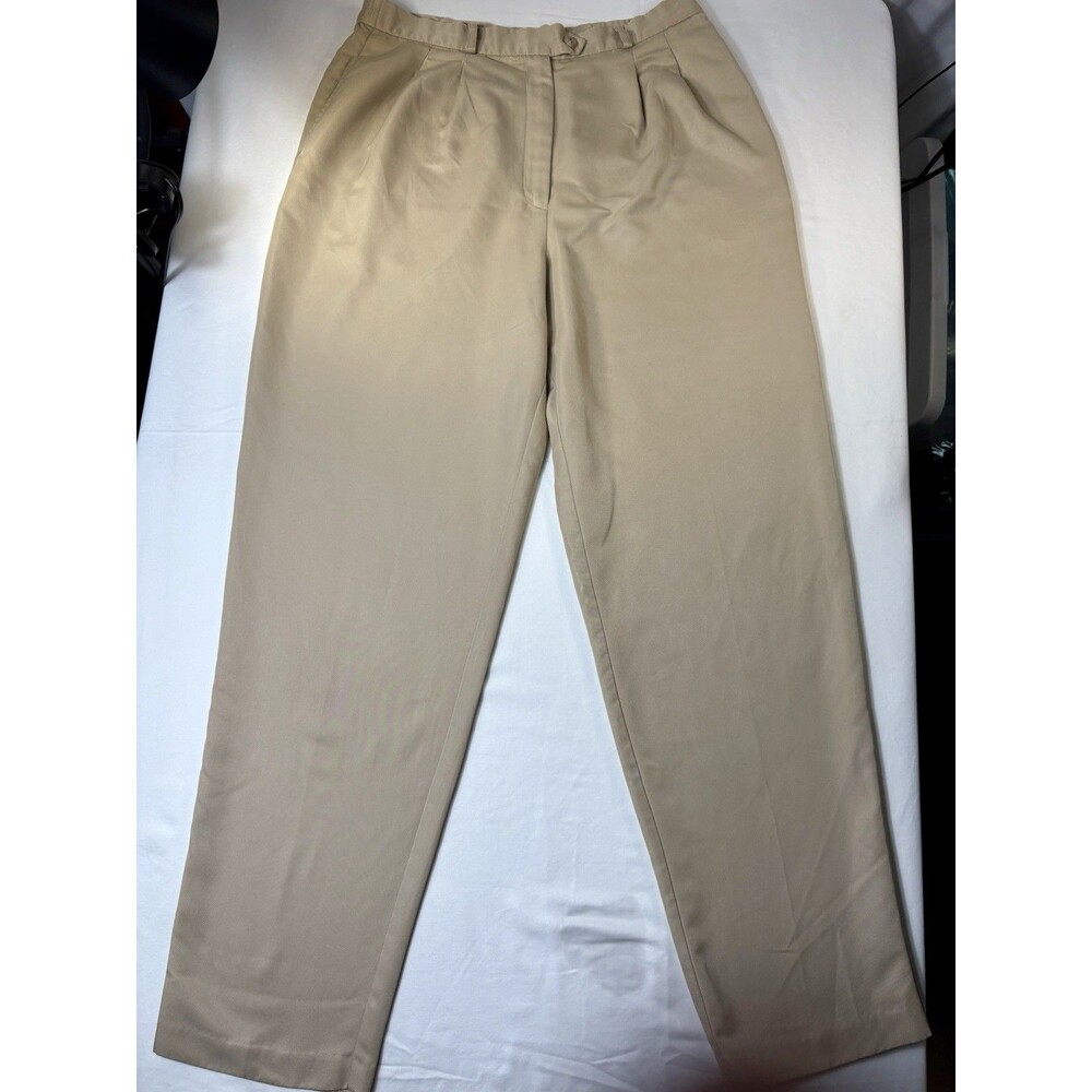Talbots Women’s Beige Pleated Straight Leg Twill Dress Pants Pockets 10 29"